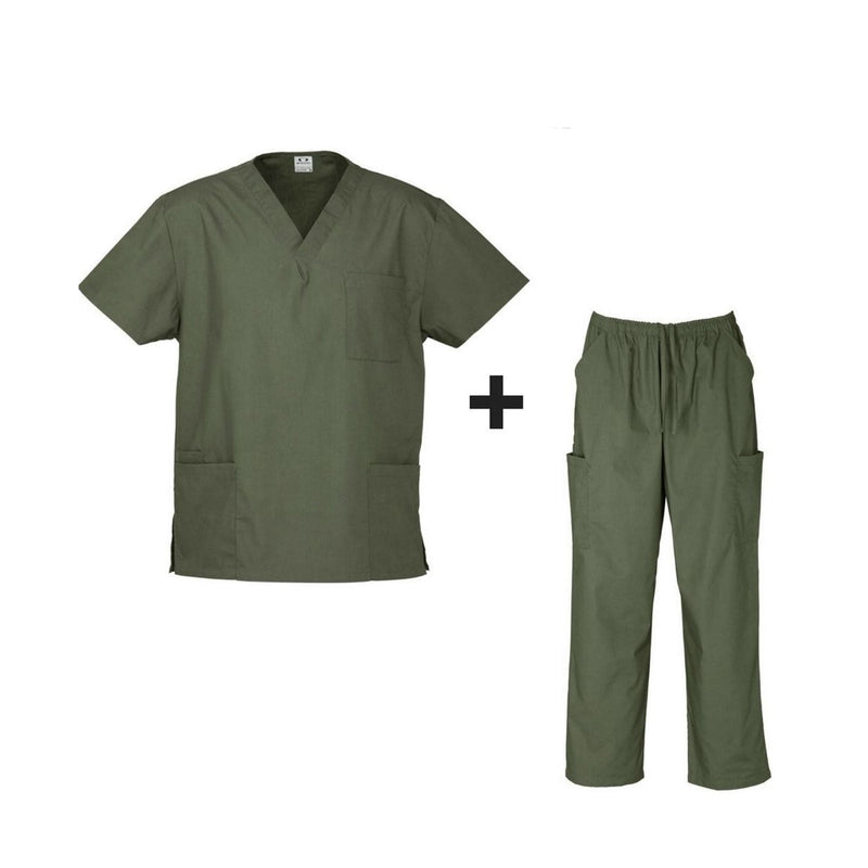 Unisex Classic SCRUBS SET Medical Nursing Vet Uniform Top & Pants H10612 H10610 - Sage - 5XL Payday Deals