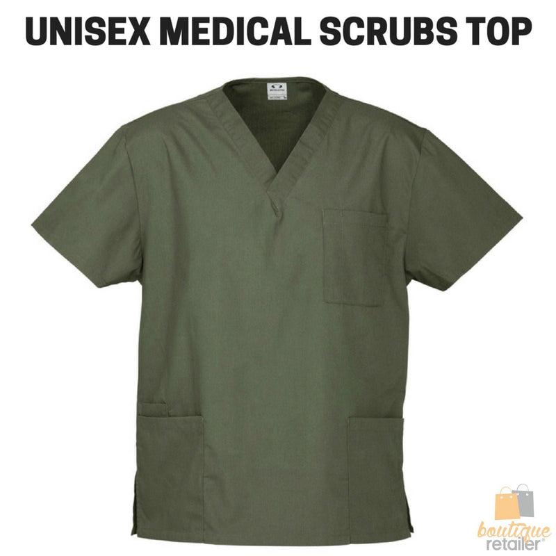 Unisex Classic SCRUBS TOP Medical Nursing Vet Uniform Shirt H10612 - Sage - S Payday Deals