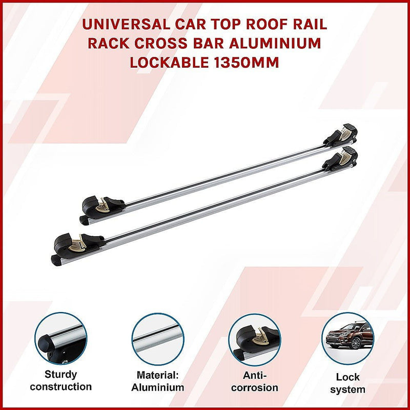 Universal Car Top Roof Rail Rack Cross Bar Aluminium Lockable 1350MM Payday Deals