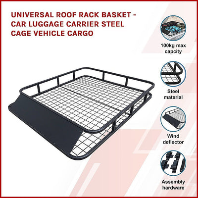 Universal Roof Rack Basket - Car Luggage Carrier Steel Cage Vehicle Cargo Payday Deals