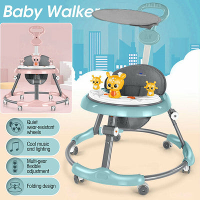 Upgrade Adjustable Baby Walker Stroller Play Activity Music Kids Ride On Toy Car Payday Deals