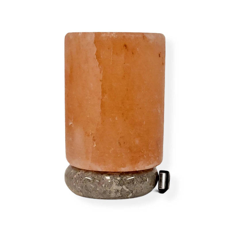 USB Himalayan Salt Lamp - Cylinder Carved Shape Pink Crystal Rock LED Light Payday Deals