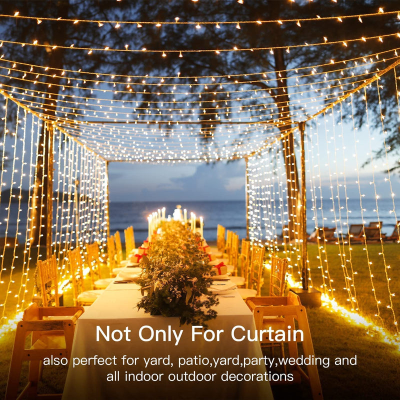 USB Powered 300 LED Curtain String Light with 8 Modes and Remote Control for Bedroom Party Wedding Decorations Payday Deals