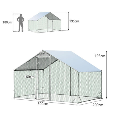 VaKa 3x2x1.95m Metal Walk-in Chicken Coop Rabbit Hutch Cage Hen House Chook Au Payday Deals