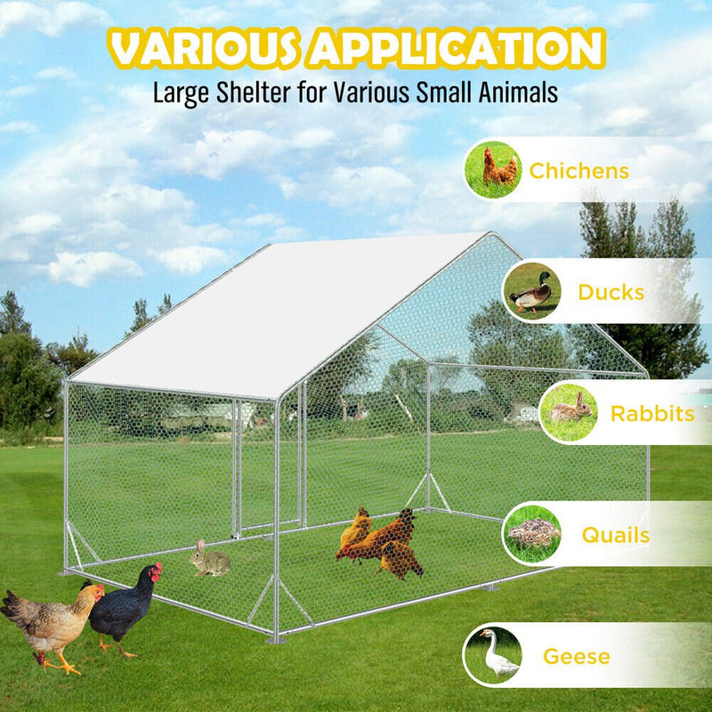 VaKa 3x2x1.95m Metal Walk-in Chicken Coop Rabbit Hutch Cage Hen House Chook Au Payday Deals