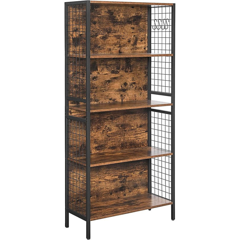 VASAGLE 4 Tiers Bookcase Office Storage Shelf Rustic Brown and Black LBC023B01 Payday Deals