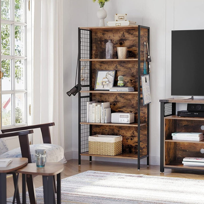 VASAGLE 4 Tiers Bookcase Office Storage Shelf Rustic Brown and Black LBC023B01 Payday Deals