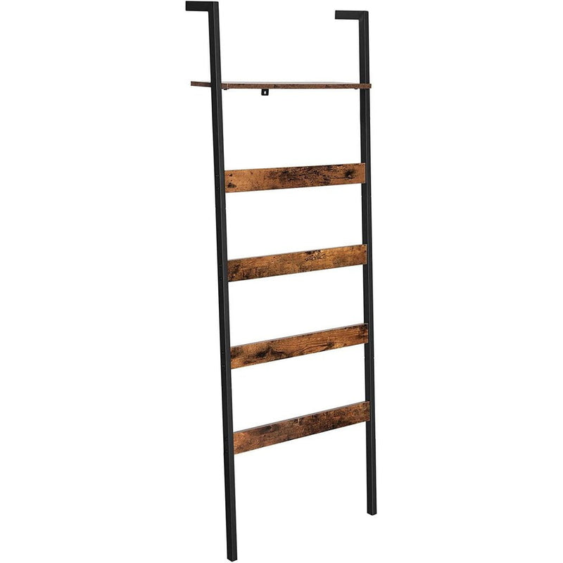 VASAGLE Blanket Ladder Wall-Leaning Rack with Storage Shelf Rustic Brown and Black LLS012B01 Payday Deals