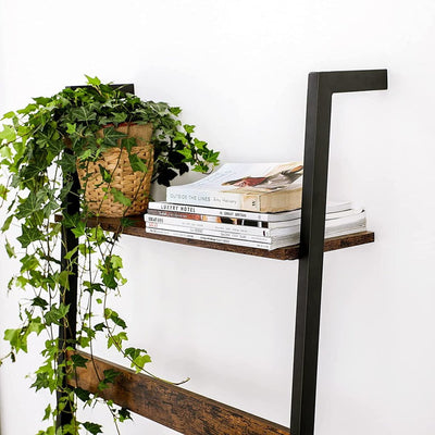 VASAGLE Blanket Ladder Wall-Leaning Rack with Storage Shelf Rustic Brown and Black LLS012B01 Payday Deals