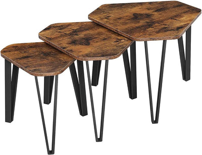 VASAGLE Nesting Coffee Table Set of 3 Rustic Brown and Black LNT14BXV1 Payday Deals