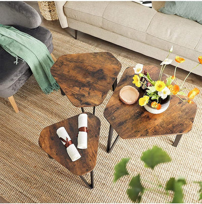 VASAGLE Nesting Coffee Table Set of 3 Rustic Brown and Black LNT14BXV1 Payday Deals