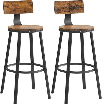 VASAGLE Tall Bar Stools Set of 2 Bar Chairs Vintage Brown