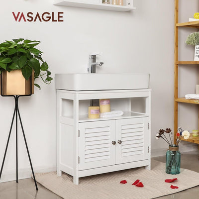 VASAGLE Under Sink Cabinet with 2 Doors Open Compartment White BBC02WT Payday Deals