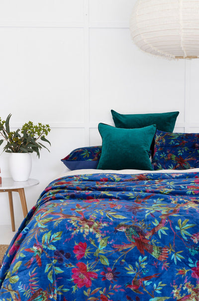 Velvet Frida Kantha Quilt Cotton Quilt Patchwork Quilt Handamade Floral Quilt Comforter Bedspread Blanket -Bird of Paradise Navy - King Payday Deals