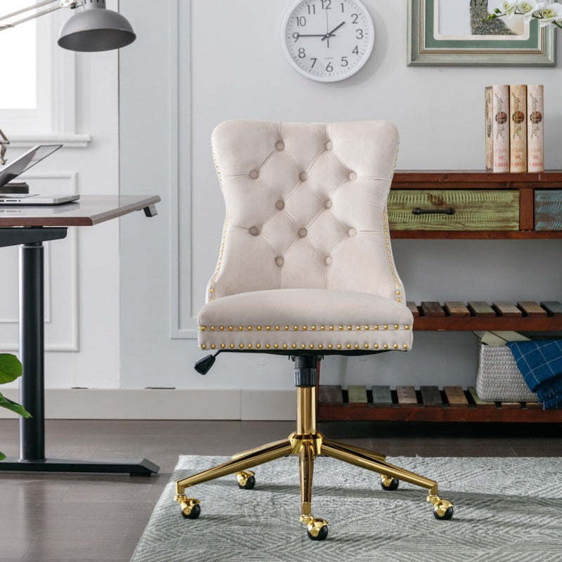 Velvet Home Office Chair- Beige Payday Deals