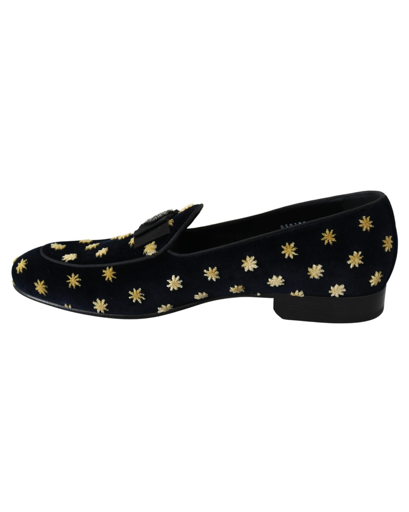 Velvet Loafers with Ricamo Embroidery and Crown Embellishment 39 EU Men Payday Deals