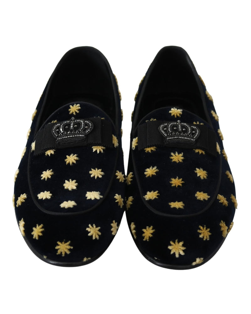 Velvet Loafers with Ricamo Embroidery and Crown Embellishment 39 EU Men Payday Deals