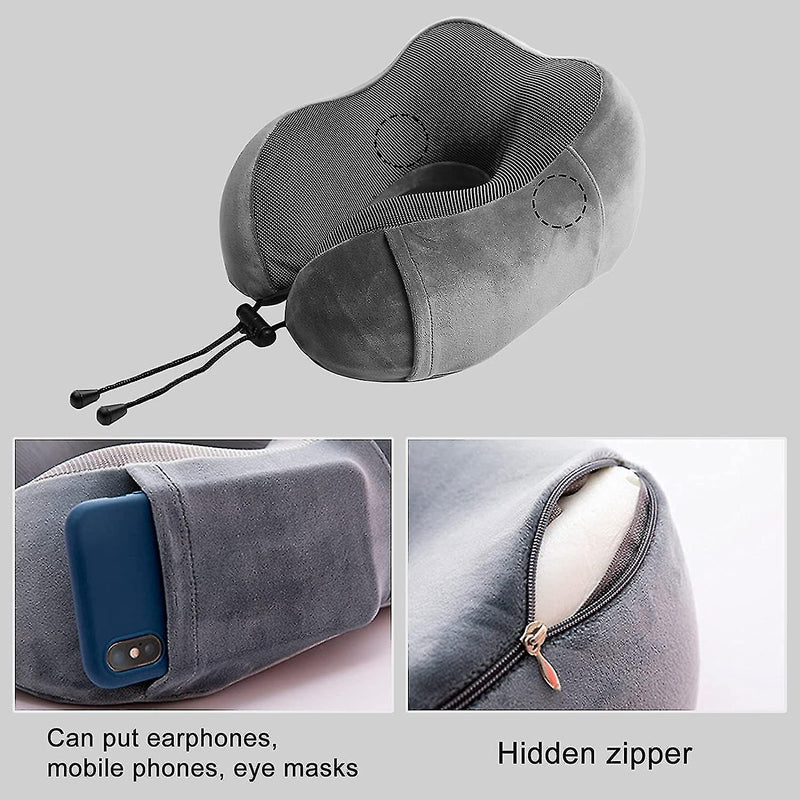 Velvet Memory Foam Neck Pillow Breathable for Travel Soft U Shaped Safety Payday Deals