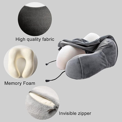 Velvet Memory Foam Neck Pillow Breathable for Travel Soft U Shaped Safety Payday Deals