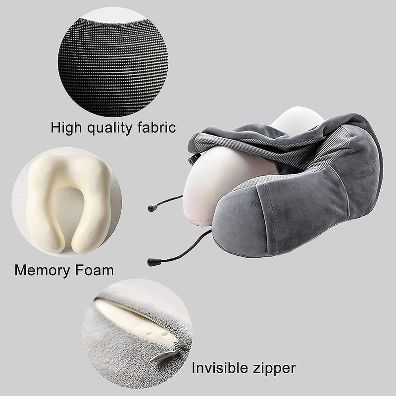 Velvet Memory Foam Neck Pillow Breathable for Travel Soft U Shaped Safety Payday Deals