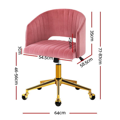 Velvet Office Chair Executive Computer Chair Adjustable Armchair Work Study Pink Payday Deals