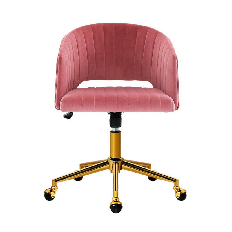 Velvet Office Chair Executive Computer Chair Adjustable Armchair Work Study Pink Payday Deals