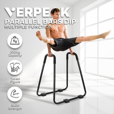 VERPEAK All-in-One Parallel Bars with Dip Station (Black) VP-PB-104-SHQ Payday Deals