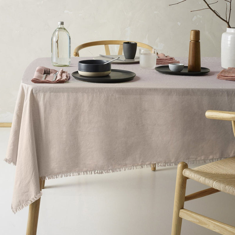 Vintage Design Homewares Gypsy Natural Fringed Washed Linen Cotton Tablecloth 130cm x 180cm Payday Deals