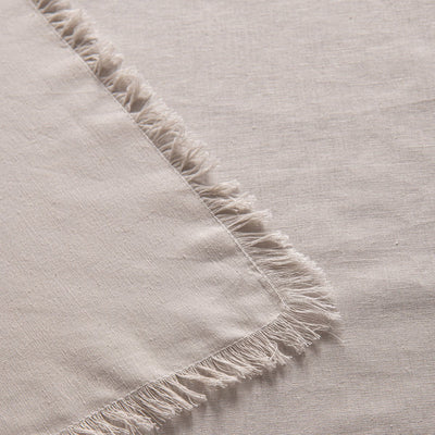 Vintage Design Homewares Gypsy Natural Fringed Washed Linen Cotton Tablecloth 150cm x 230cm Payday Deals