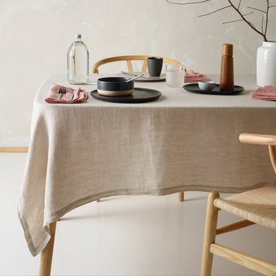 Vintage Design Homewares Helm Natural Washed Linen Cotton Tablecloth 130cm x 180cm