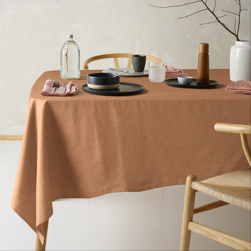 Vintage Design Homewares Helm Terracotta Washed Linen Cotton Tablecloth 130cm x 180cm Payday Deals