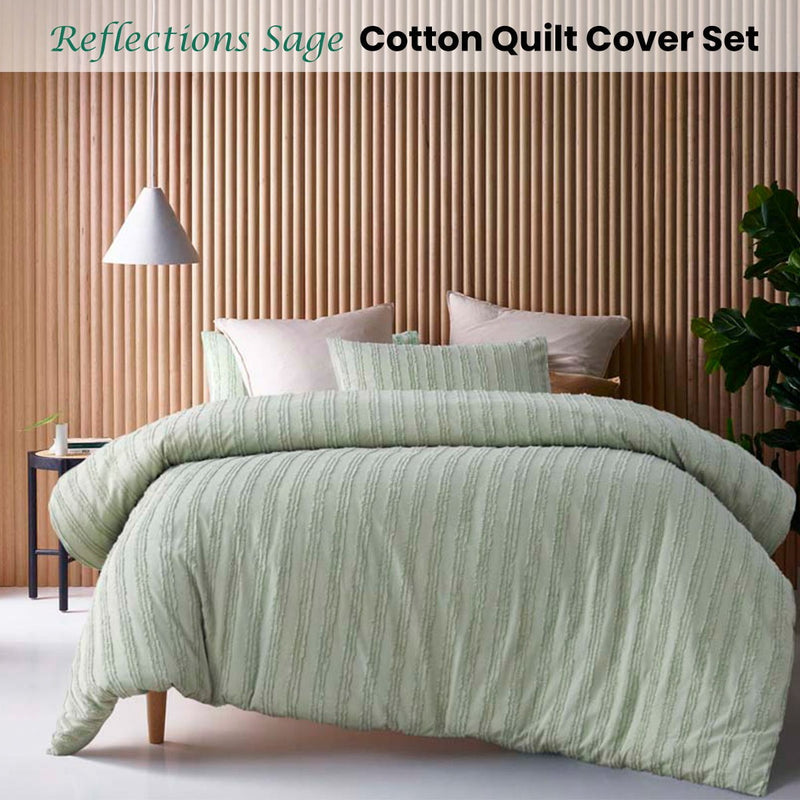 Vintage Design Homewares Reflections Sage Cotton Quilt Cover Set King Payday Deals