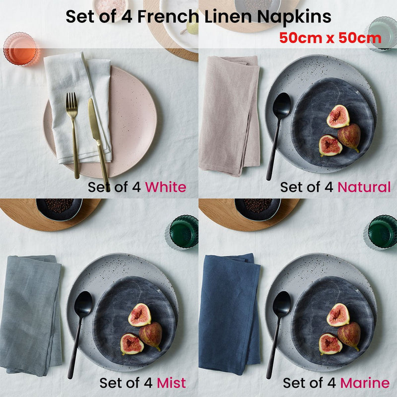 Vintage Design Homewares Set of 4 French Linen Napkins Mist Payday Deals