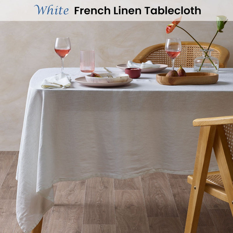 Vintage Design Homewares White French Linen Tablecloth 150cm x 275cm Payday Deals