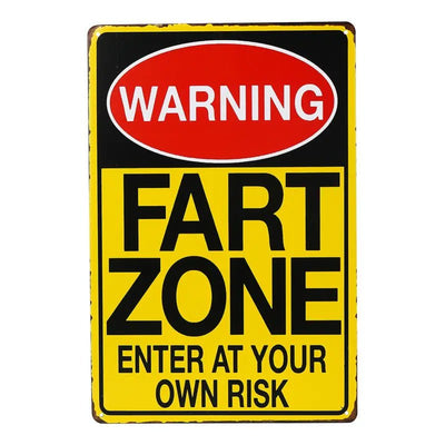 Vintage Fart Zone Warning Sign Funny Metal Sign Bathroom Kitchen Office - Humorous Gift