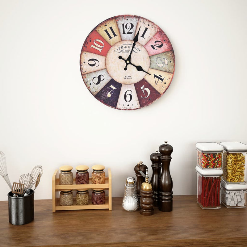 Vintage Wall Clock Colourful 30 cm Payday Deals