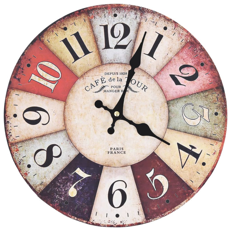 Vintage Wall Clock Colourful 30 cm Payday Deals