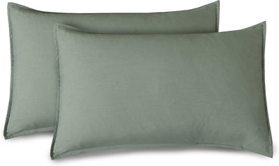 Vintage Washed Microfibre Sheet Set with 1 Pillowcase - Khaki Green - King Single Payday Deals