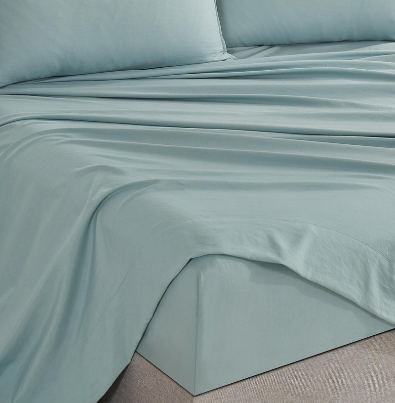 Vintage Washed Microfibre Sheet Set with 1 Pillowcase - Seafoam - King Single Payday Deals