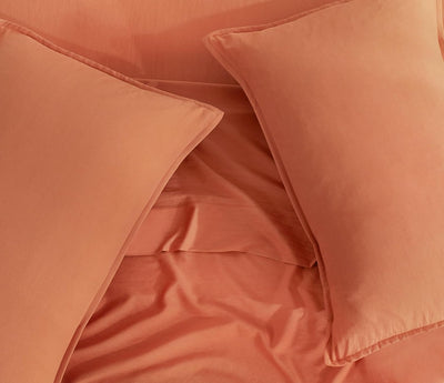 Vintage Washed Microfibre Sheet Set with 1 Pillowcase - Terracotta - King Single Payday Deals