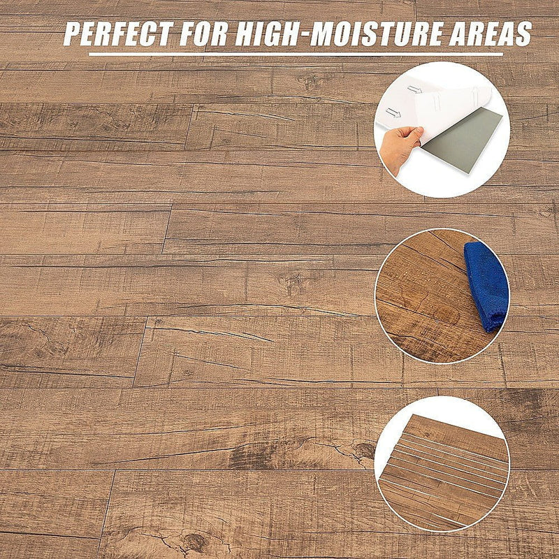 Vinyl Floor Tiles Self Adhesive Flooring Smoked Eucalyptus Wood Grain 16 Pack 2.3SQM Payday Deals