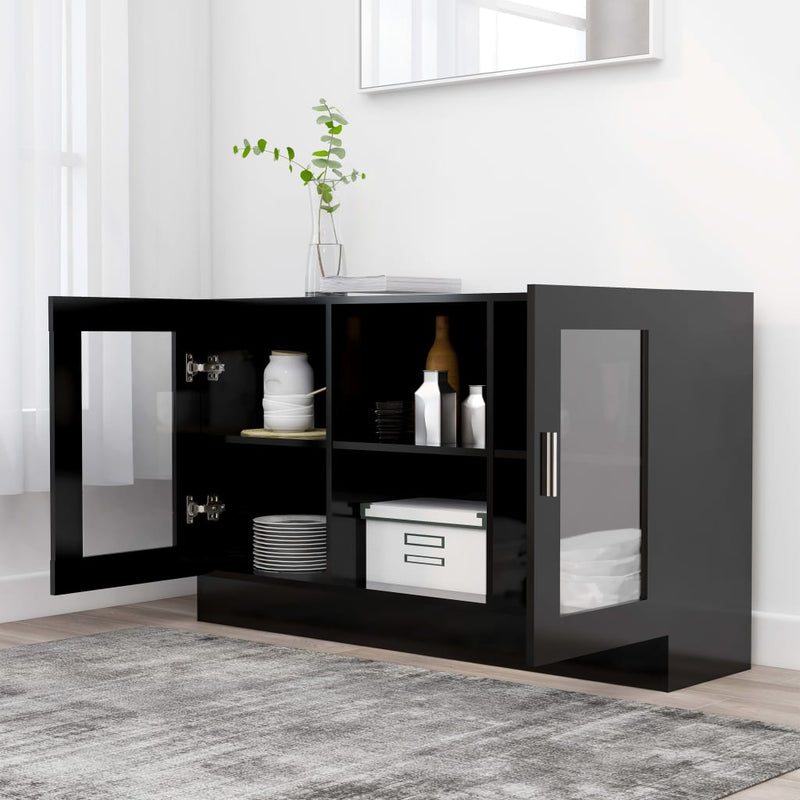 Vitrine Cabinet Black 120x30.5x70 cm Engineered Wood Payday Deals