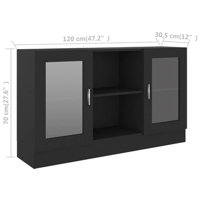 Vitrine Cabinet Black 120x30.5x70 cm Engineered Wood Payday Deals