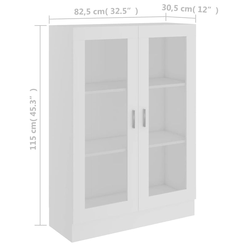 Vitrine Cabinet White 82.5x30.5x115 cm Engineered Wood Payday Deals