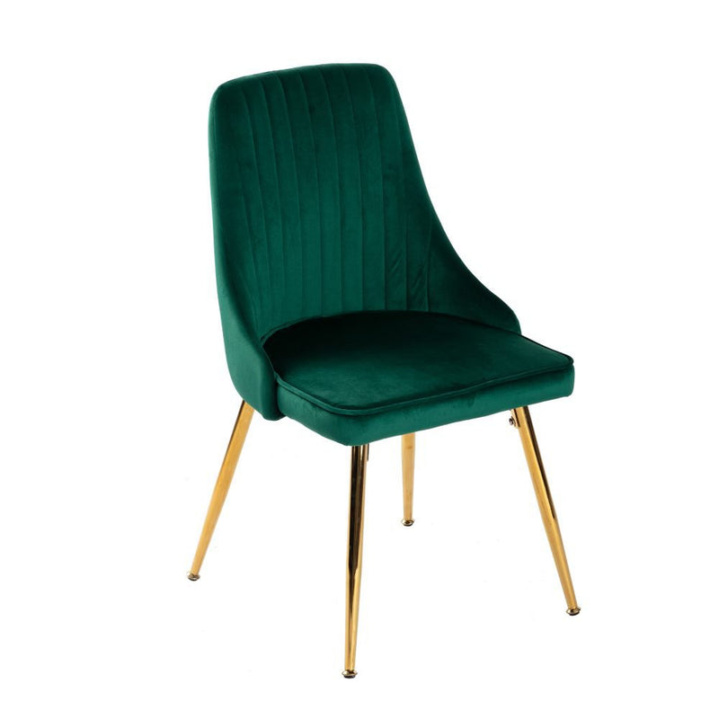 Viva Forever Set of 2 Green Velvet Dining Chairs – Art Deco Design with Gold Metal Legs Payday Deals