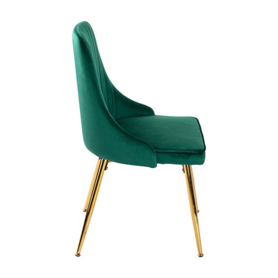 Viva Forever Set of 2 Green Velvet Dining Chairs – Art Deco Design with Gold Metal Legs Payday Deals