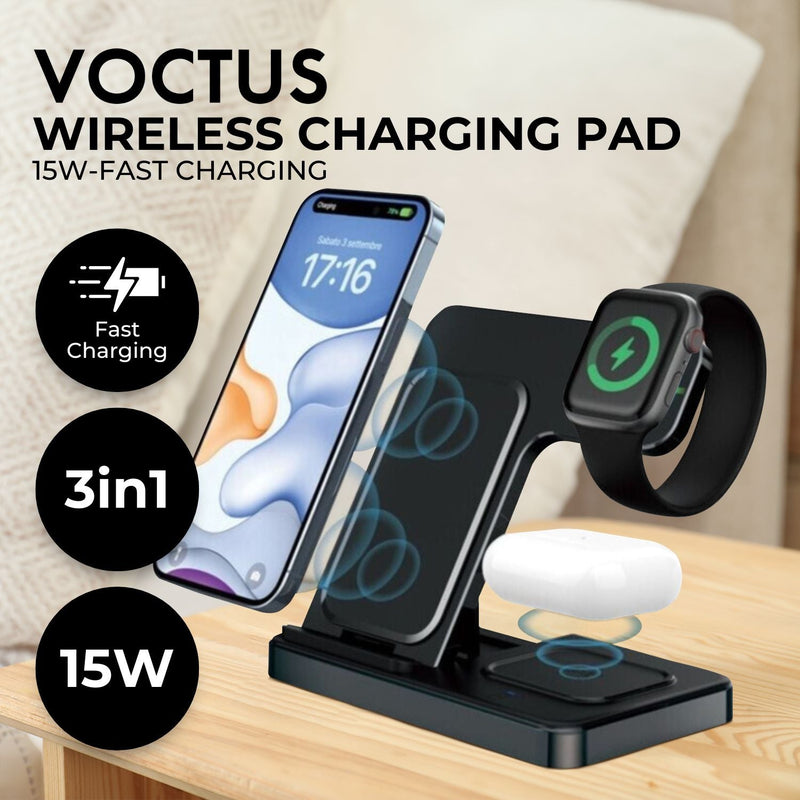 VOCTUS 3 in 1 Wireless Charger VT-WC -100-GY Payday Deals