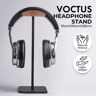 VOCTUS Walnut Wood & Aluminum Headset Stand (Black) Payday Deals