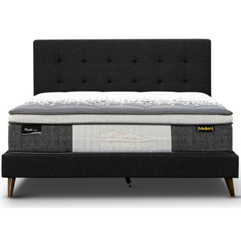 Volga King Single Bed Platform Frame Fabric Upholstered Mattress Base - Charcoal Payday Deals