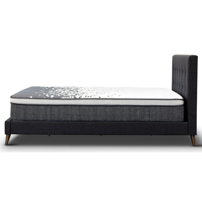 Volga King Single Bed Platform Frame Fabric Upholstered Mattress Base - Charcoal Payday Deals